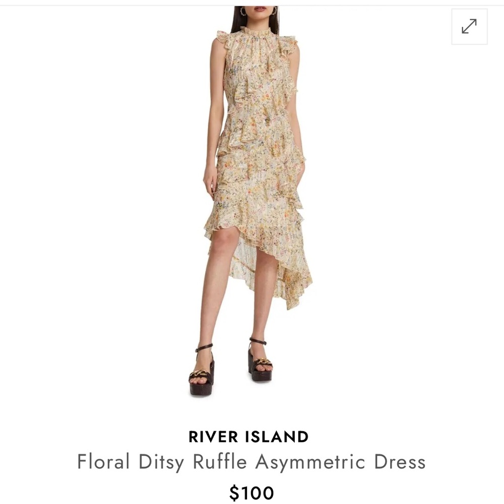 Asymmetrical Ruffle Floral Dress - Picture 9 of 10